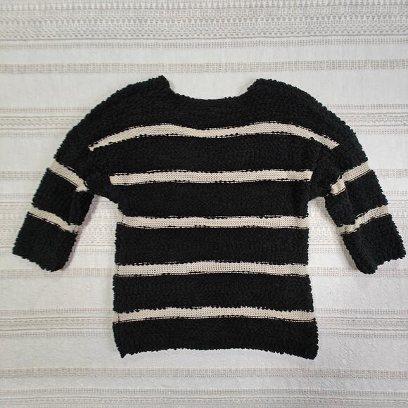 Rewind Black and White Striped Popcorn Knit Sweater Size Small - Picture 2 of 6